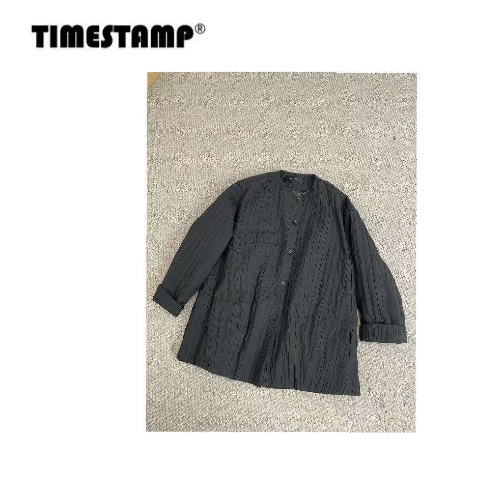 【TIMESTAMP】2025/6587009-1新款时尚简约百搭款竖条纹圆领羽绒服