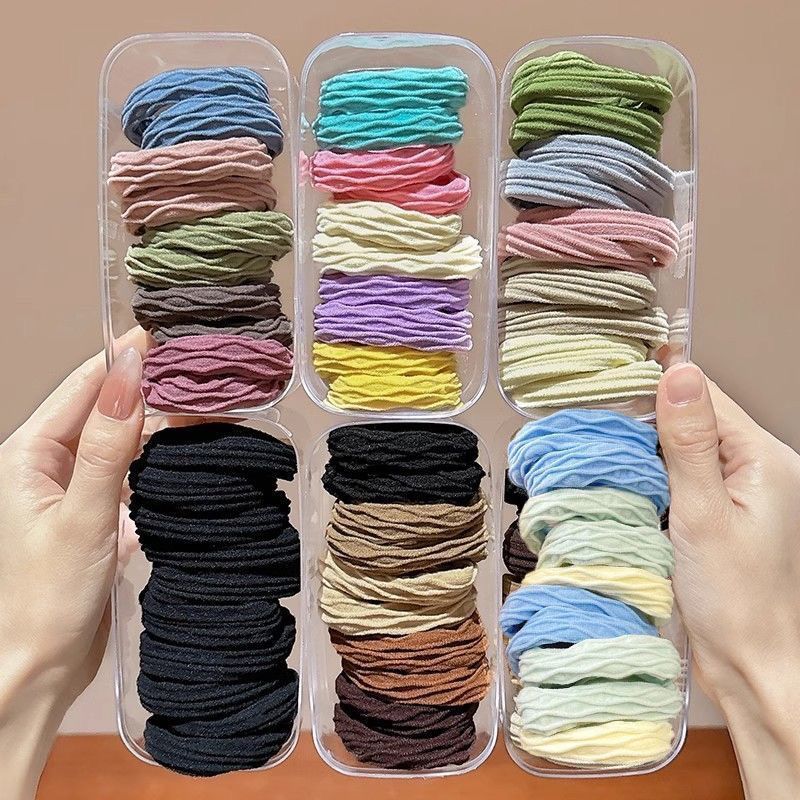 爆款无接缝扎头发高弹力头绳加厚皮筋扎头发同款头绳多巴胺发饰女