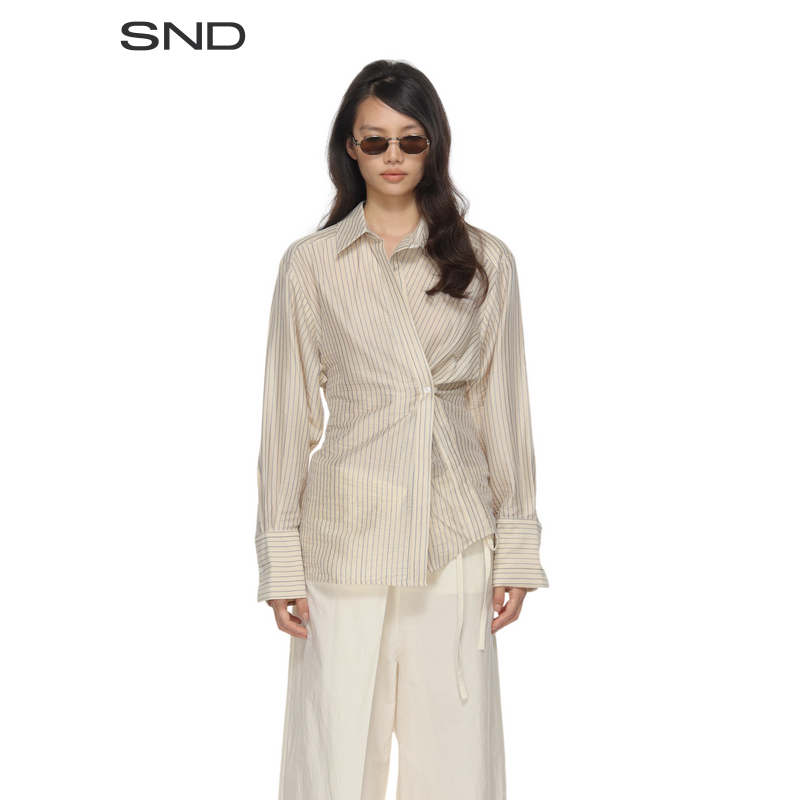 【ROHE设计师品牌】SND SS25 斜扣竖条纹衬衫