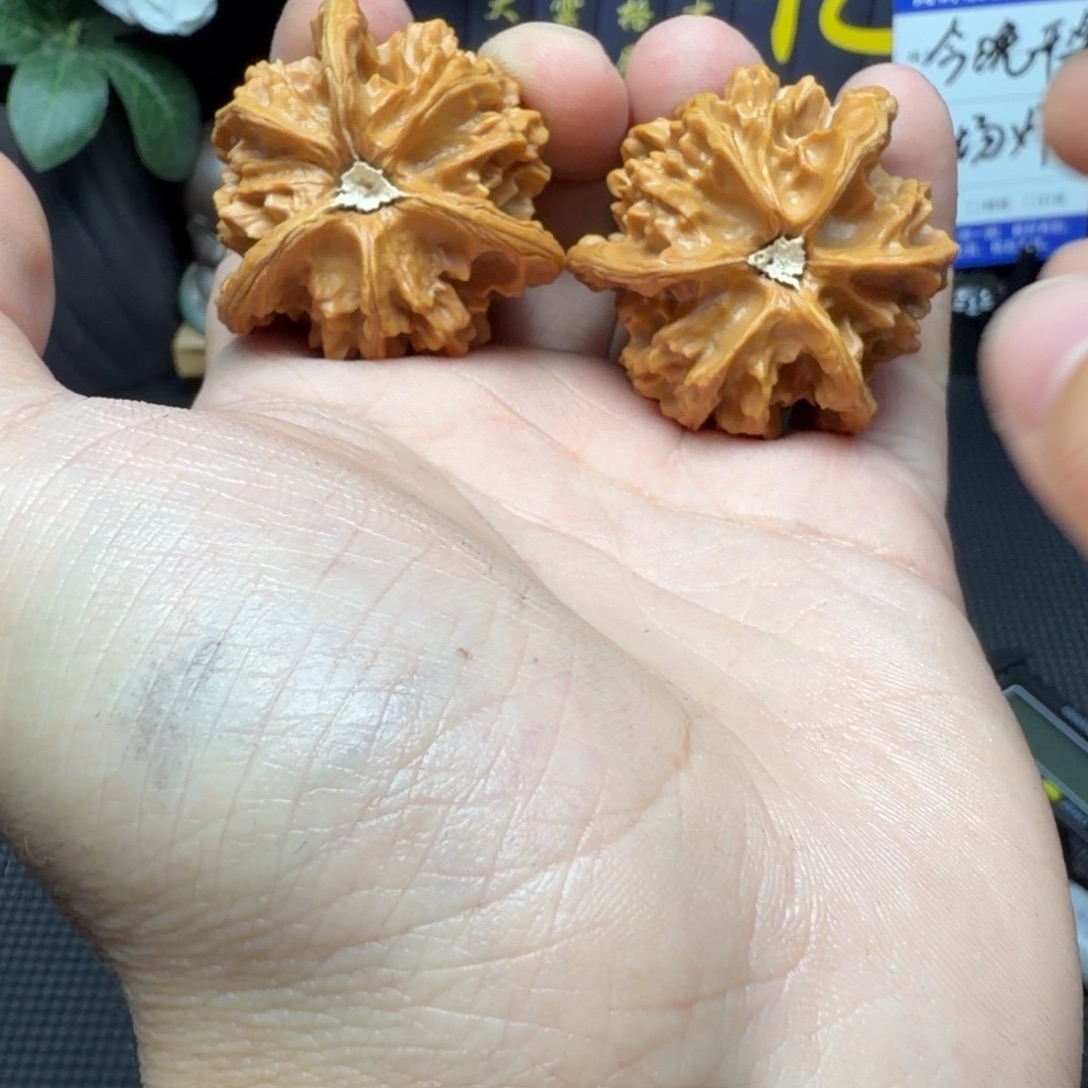 蹦***豆文玩核桃吊坠三棱40