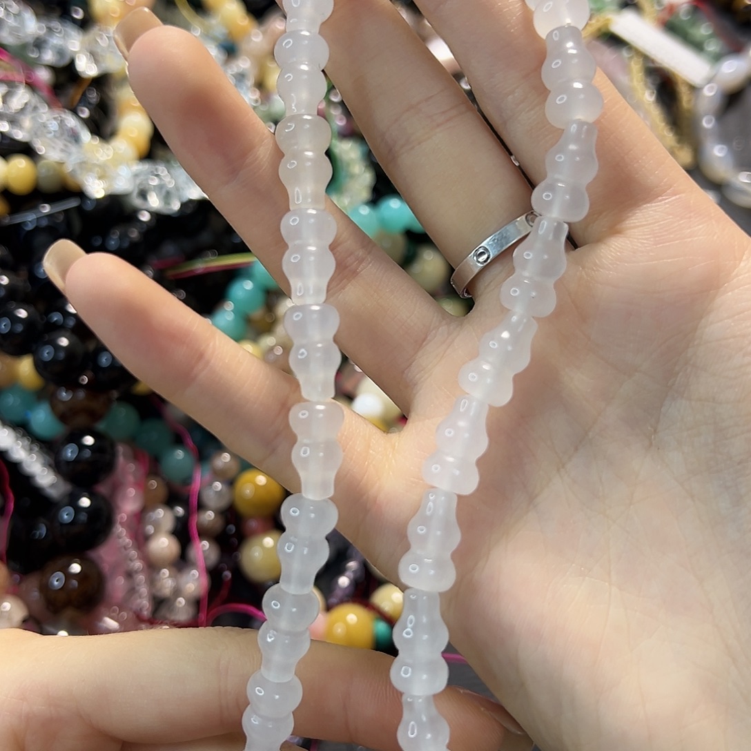 玛瑙/玉髓合金珠宝半成品荔枝冻白玛瑙一条