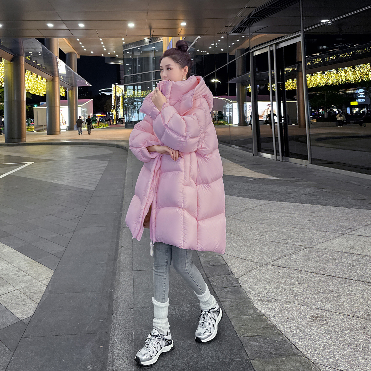 粉色超厚羽绒服女中长款2025冬季新款宽松流行极寒东北保暖外套潮