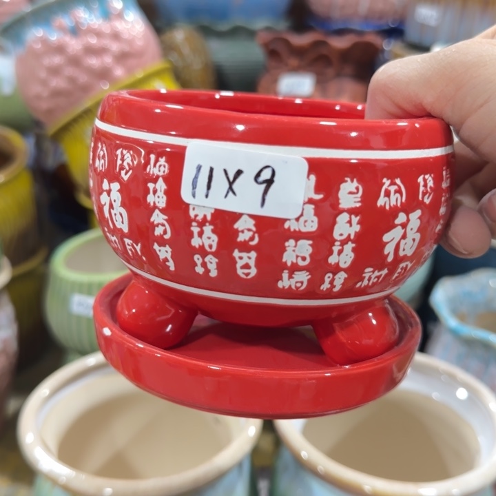 凑9块包邮，有孔，陶瓷花盆