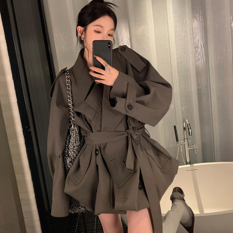 区区欧阳风衣外套女秋季2025新款小个子复古休闲中长款高级感大衣