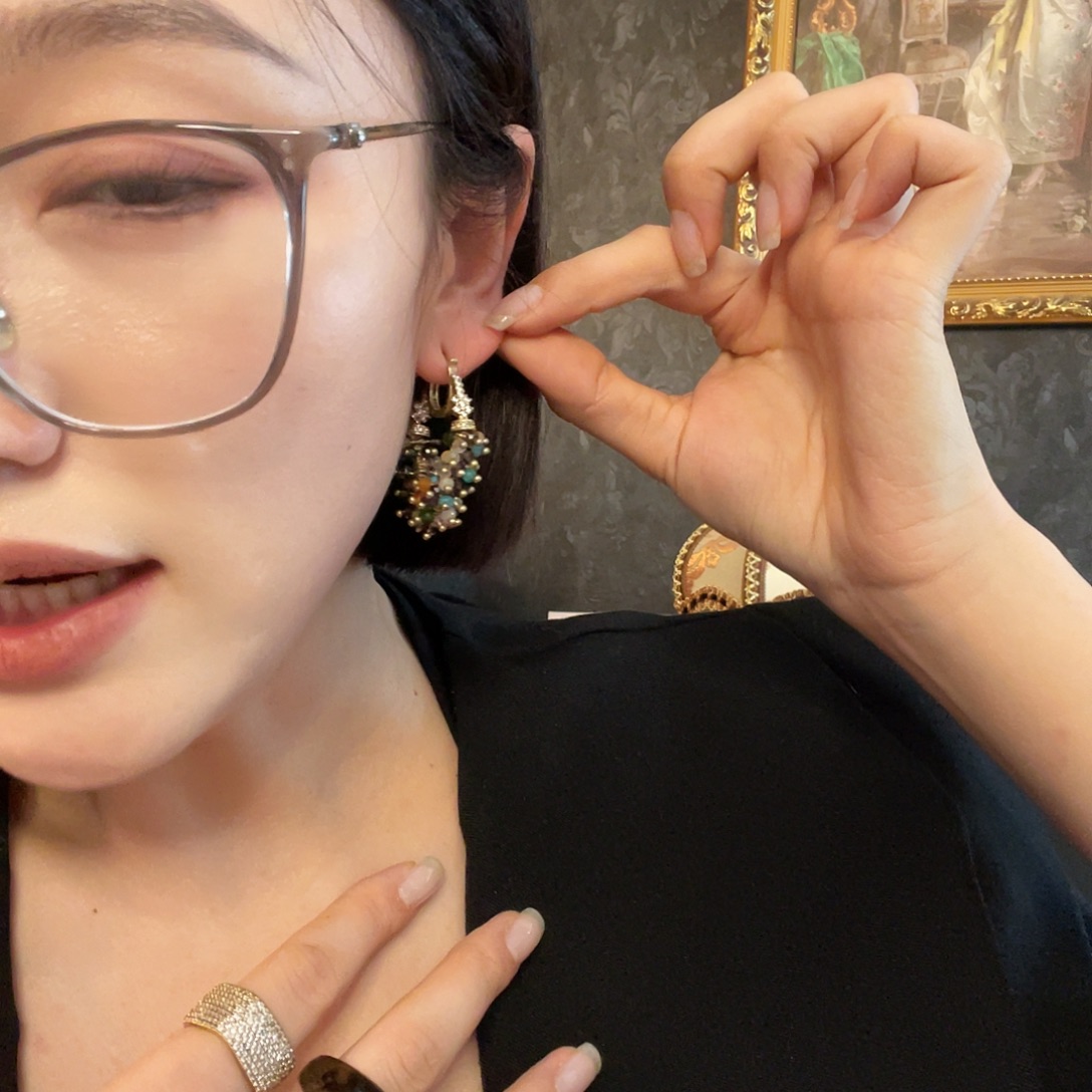 黄铜925银琉璃耳钉