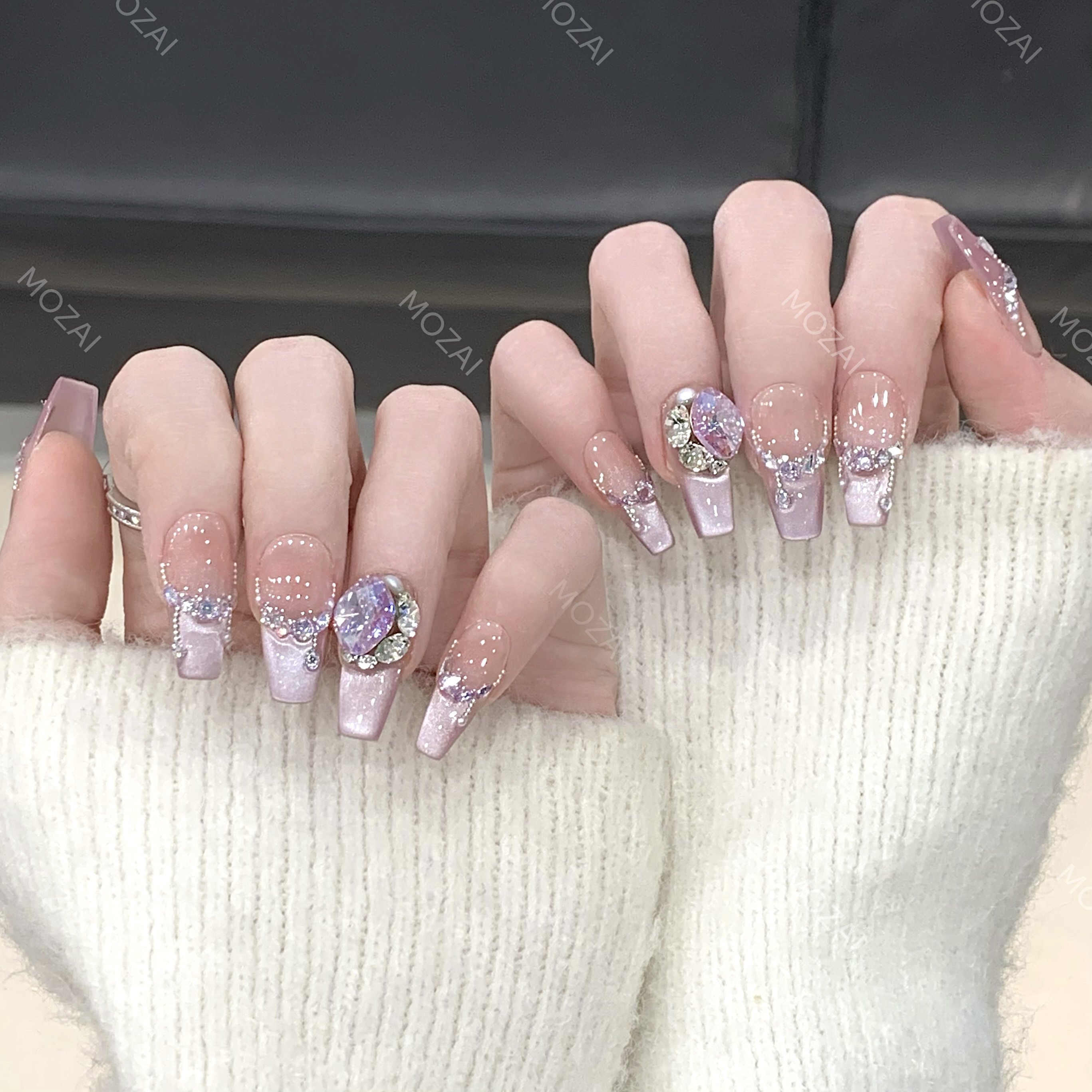 茉哉【诗情画意】纯手工定制美甲拆卸穿戴甲A3130
