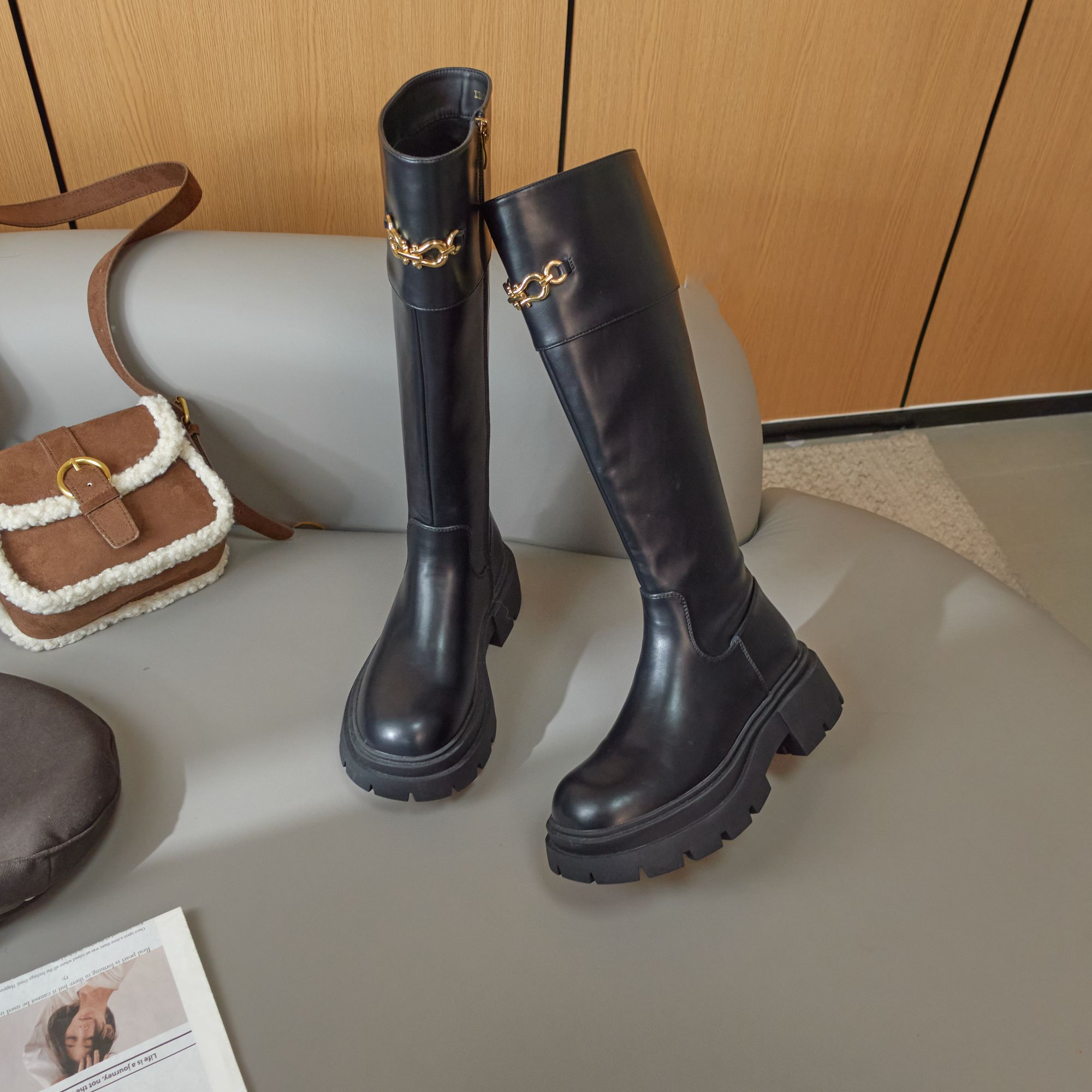 【25款现货】【酷奇冬日限定】厚底长靴长筒网红时尚ins英伦风百搭INS