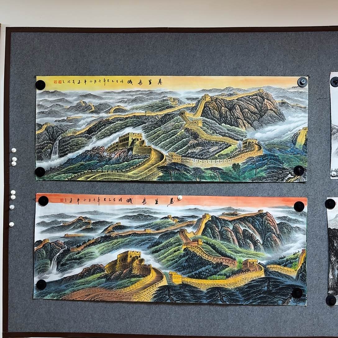 春***雨国画1.8米长的万里长城