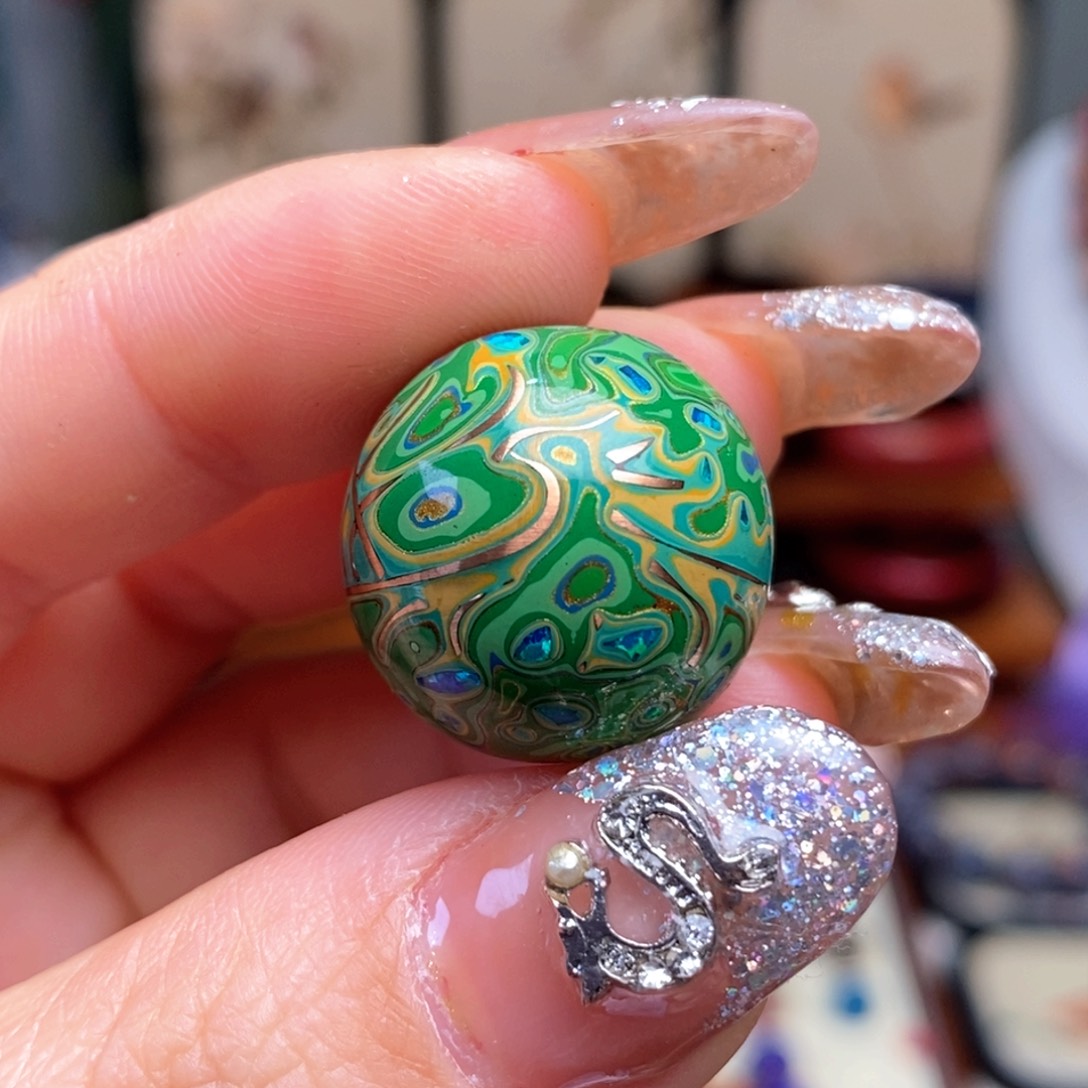 大漆20mm犀皮纹精品单珠