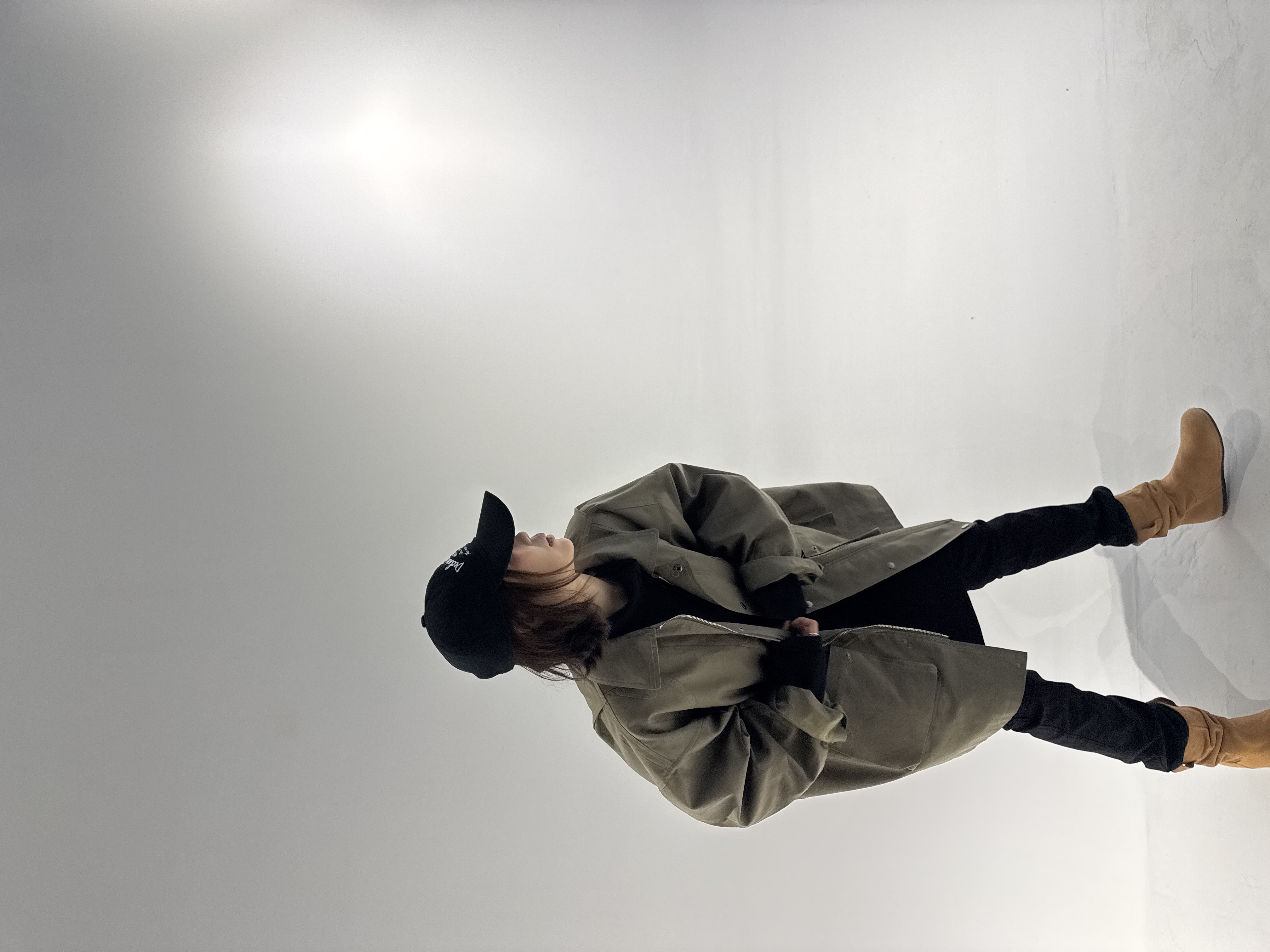 韩国休闲拉链风衣中长款