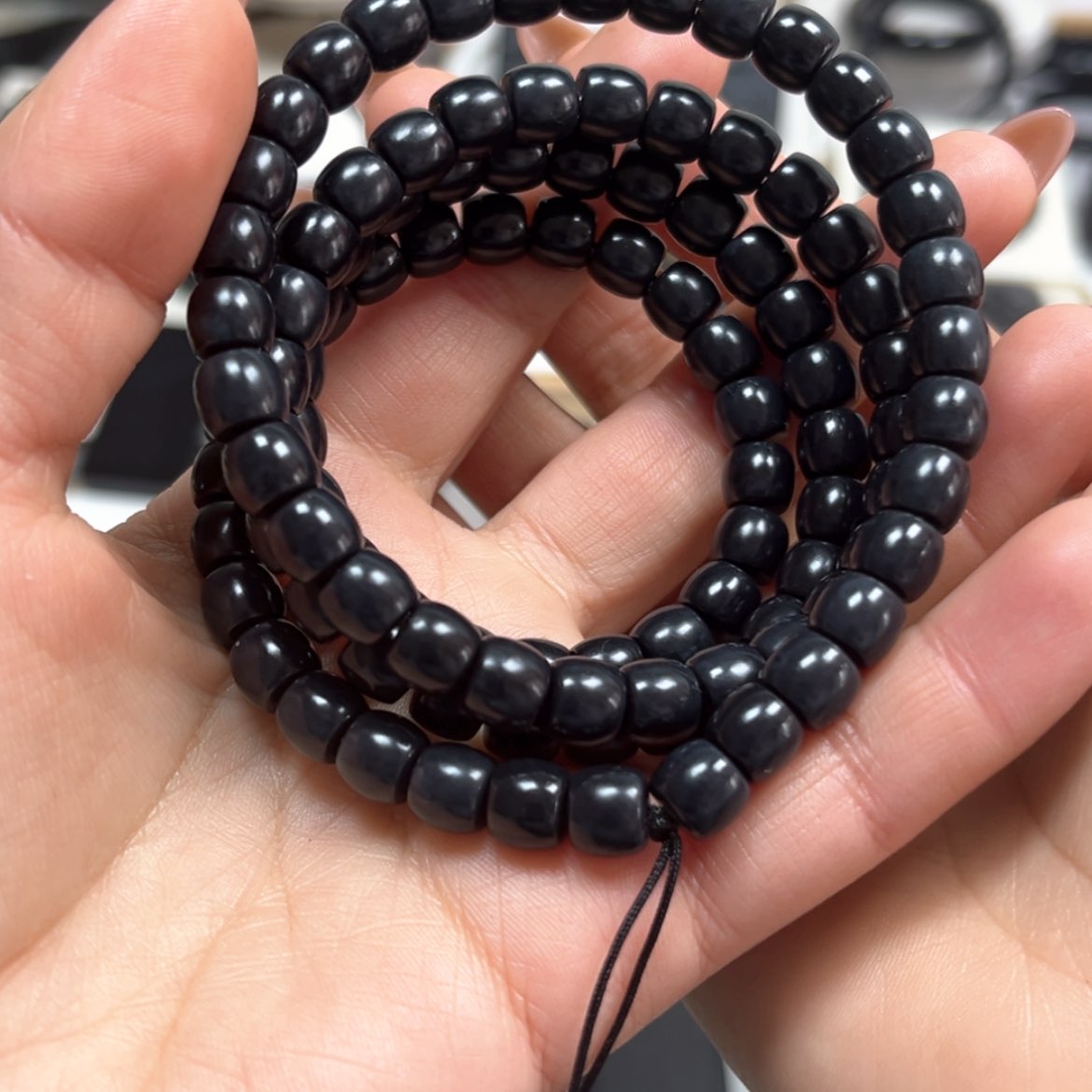 【闪购商品】和田玉（墨玉） 8直切新年福利108项链未镶嵌