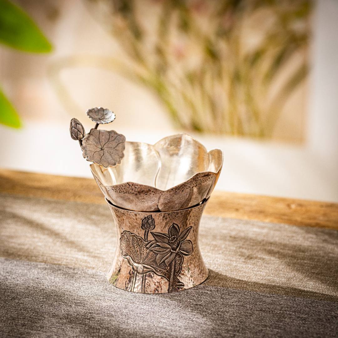 蜂鸟工坊手工艺品纯手工银莲蓬荷叶滤网茶滤茶漏茶具SWA4071