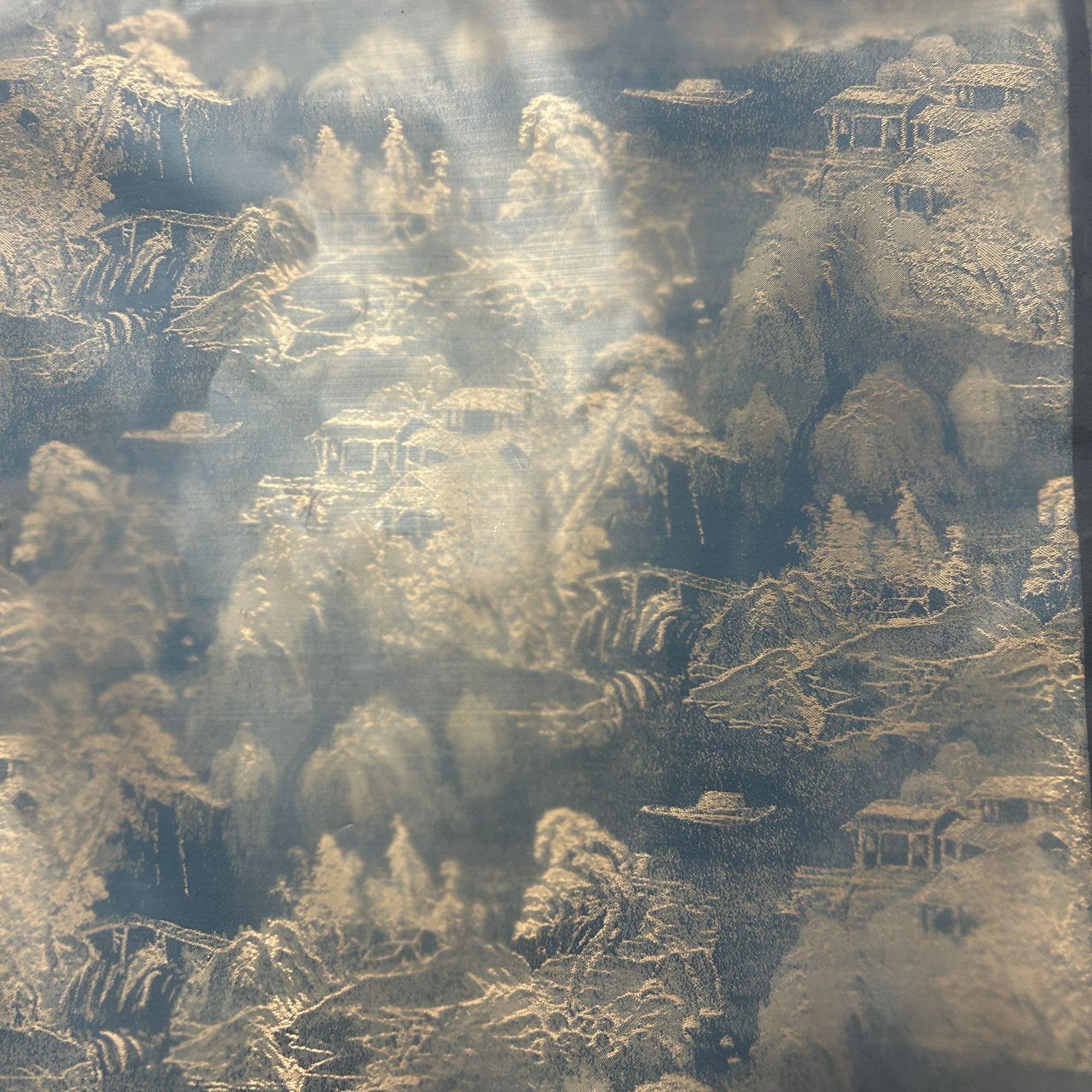 Z2#蓝金竹子云锦香云纱70*180丝巾围巾直播链接