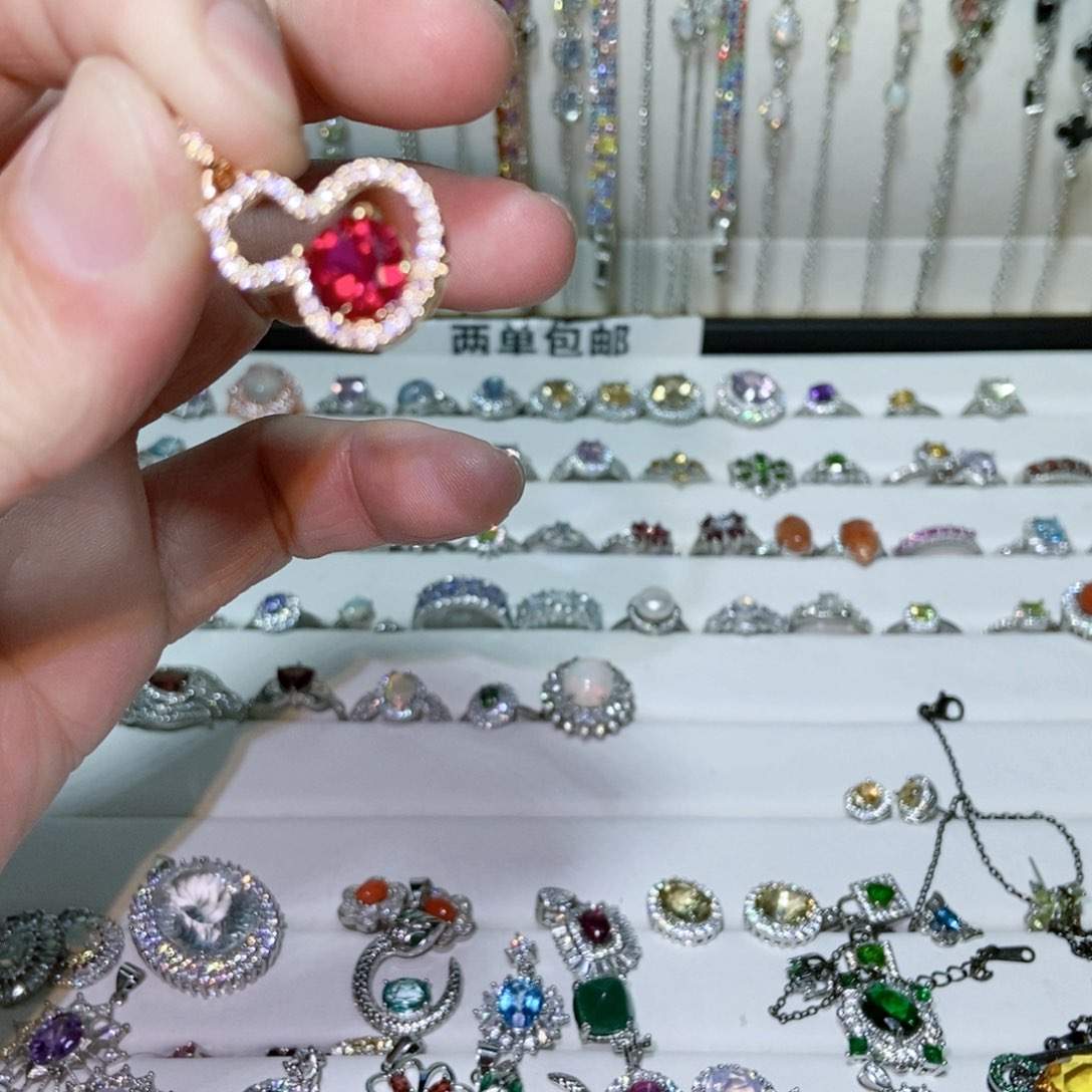 绿水晶戒指银S925镶嵌