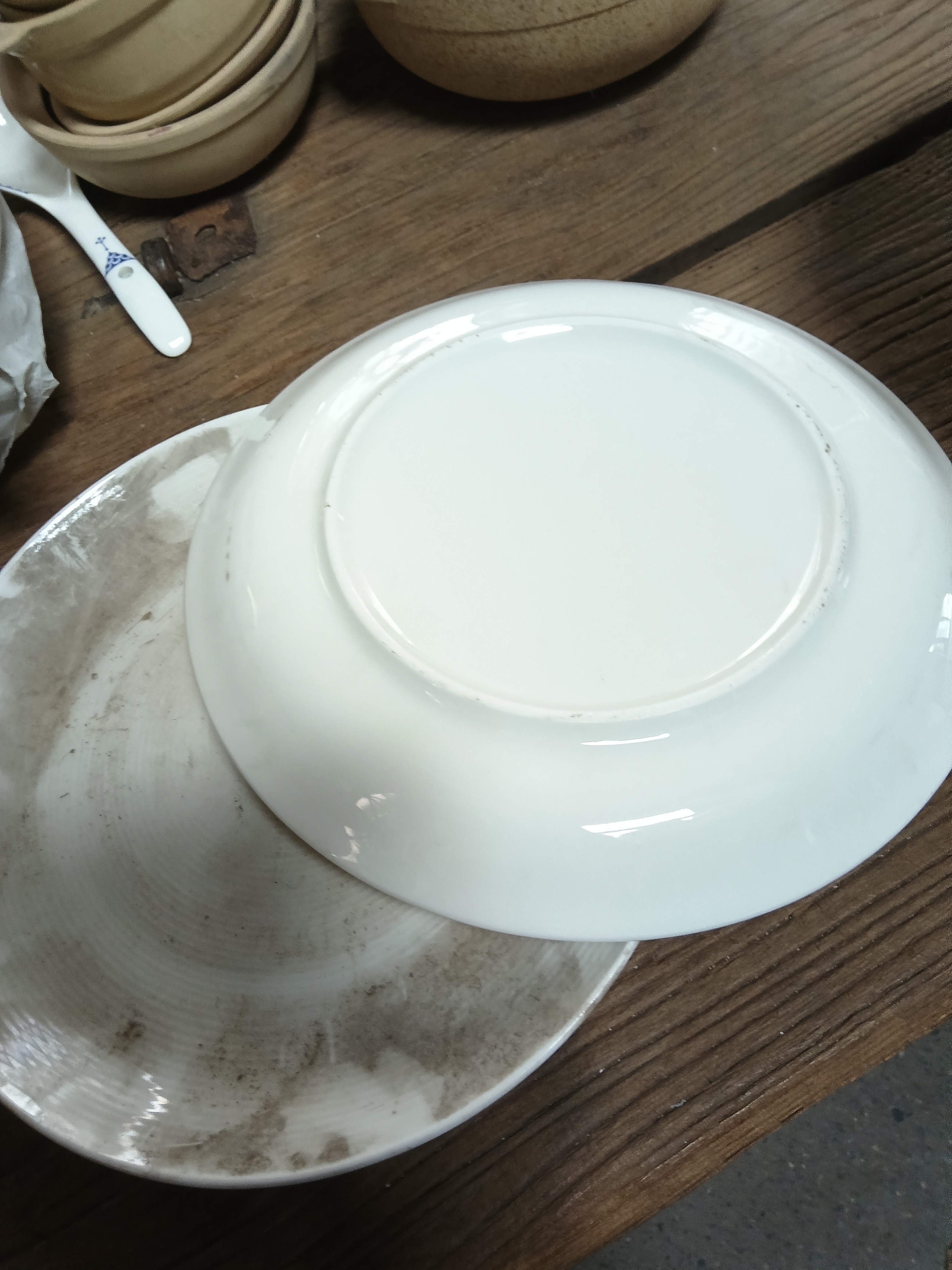 国营尾货出口日本螺纹十寸盘一对微瑕