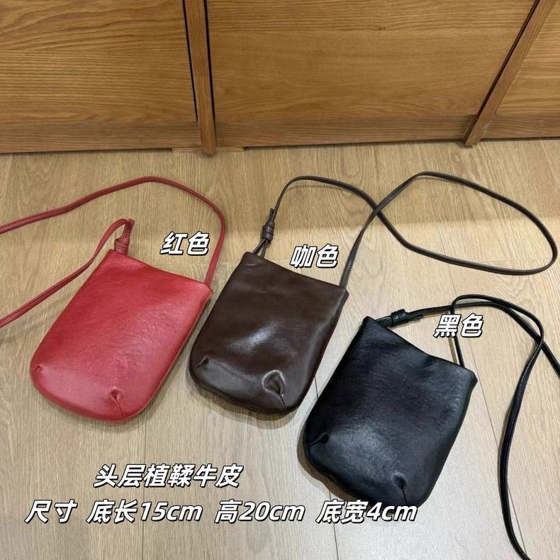 【禹歌】-手机包-水晶植鞣头层牛皮复古单肩斜跨抽绳女士小包女