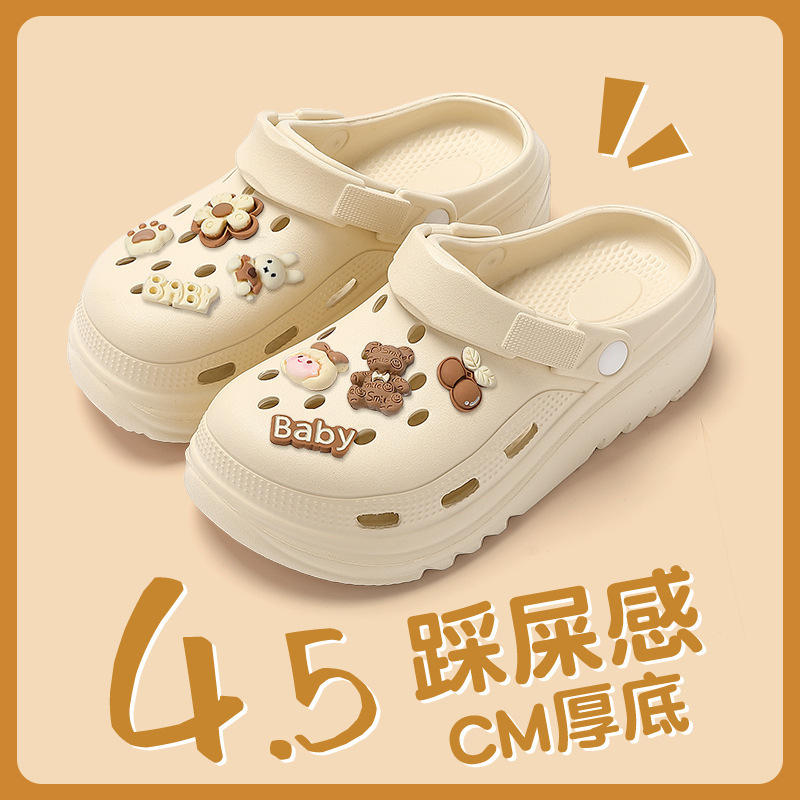 2024新款高颜值女士洞洞鞋拖鞋厚底护士夏季外穿包头批发防臭防滑