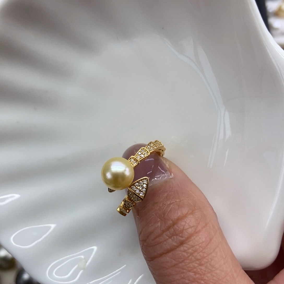 海水珍珠戒指银S925镶嵌