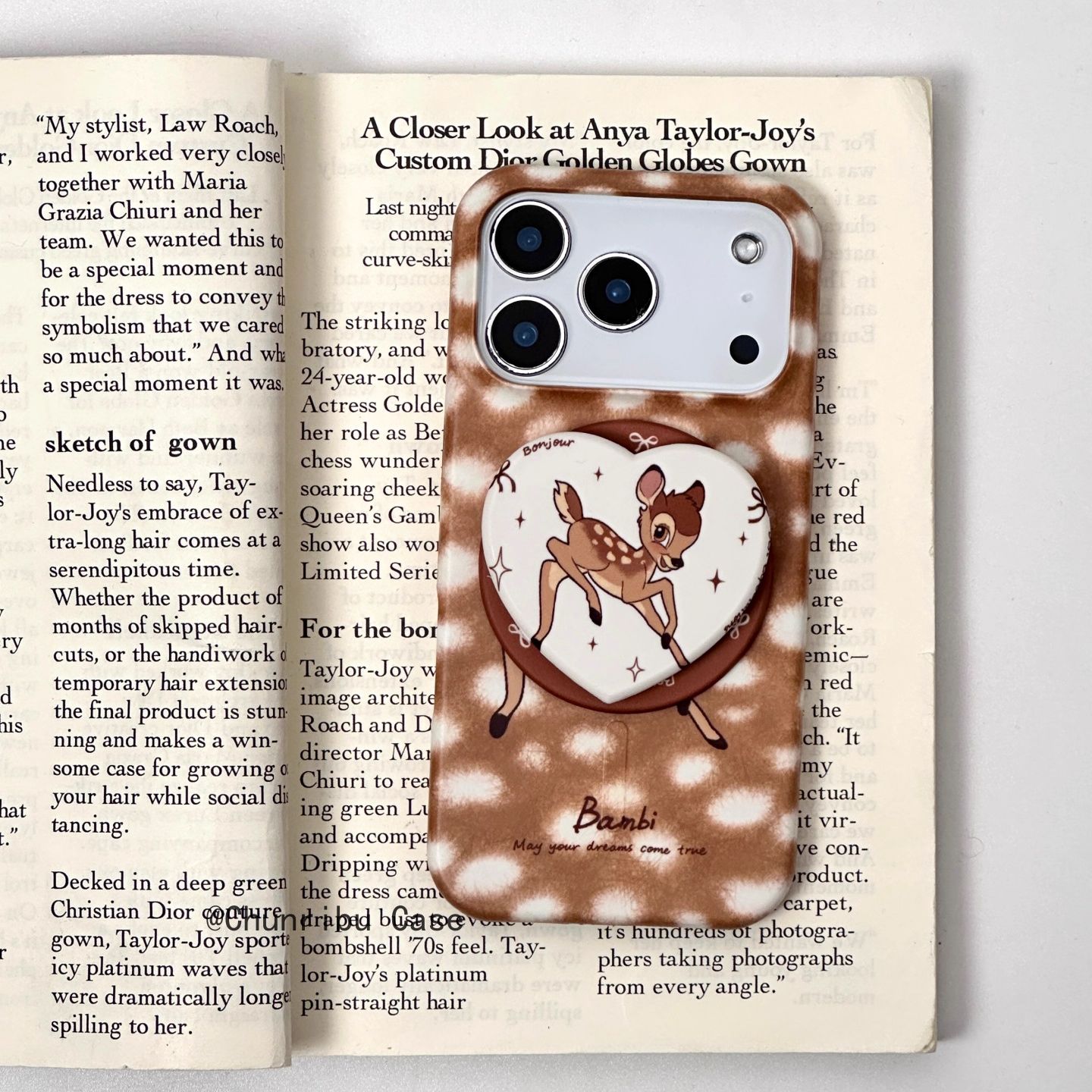 可爱卡通豹纹斑比小鹿适用苹果17/16promax手机壳磁吸菲林15/14