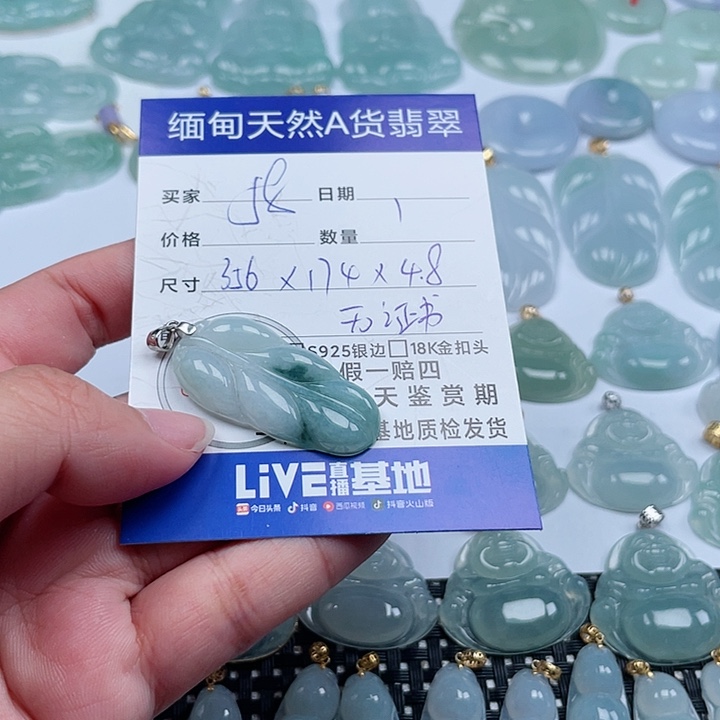 翡翠颈饰银S925镶嵌天然翡翠吊坠