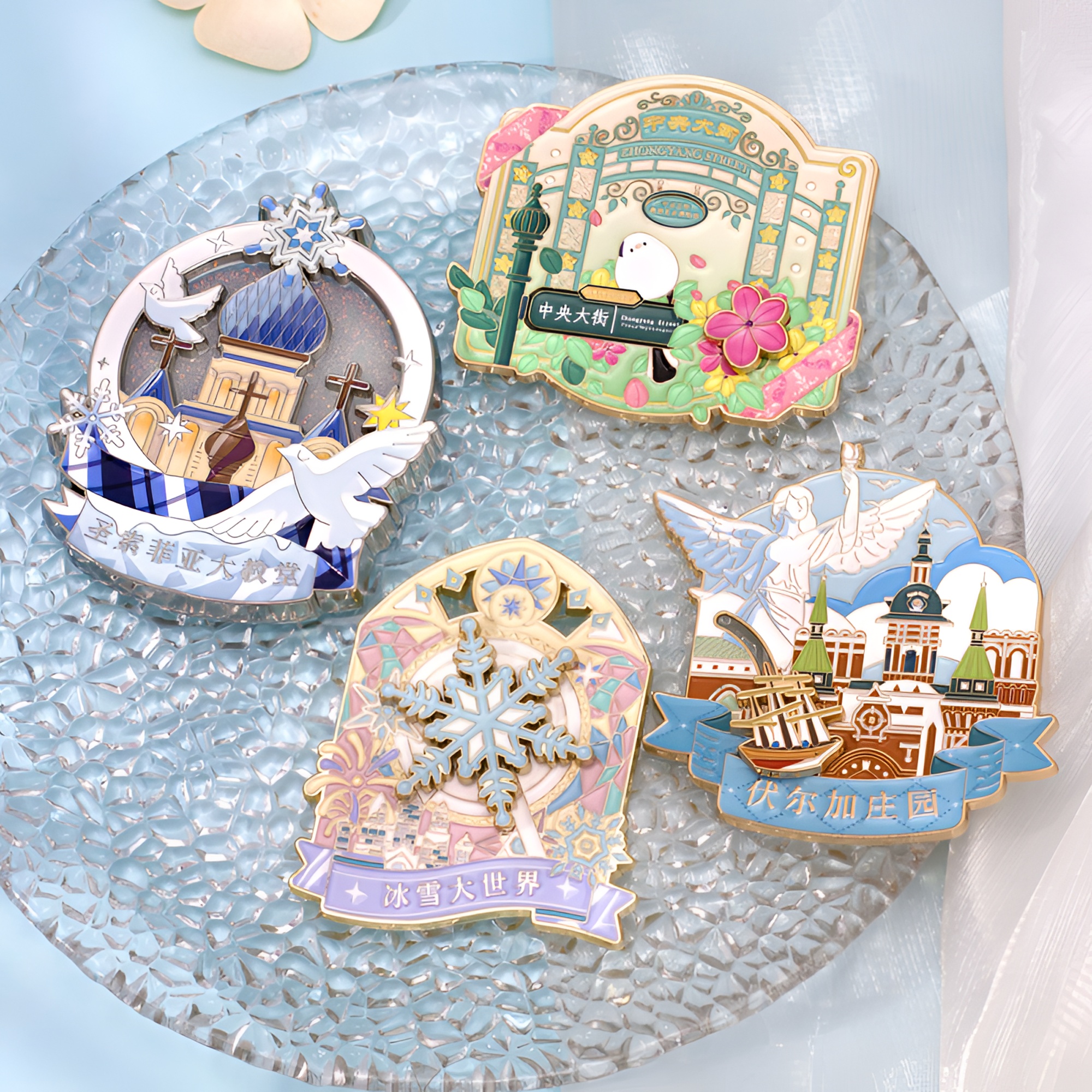 哈尔滨文创冰箱贴冰雪城市金属磁吸旅行景点纪念