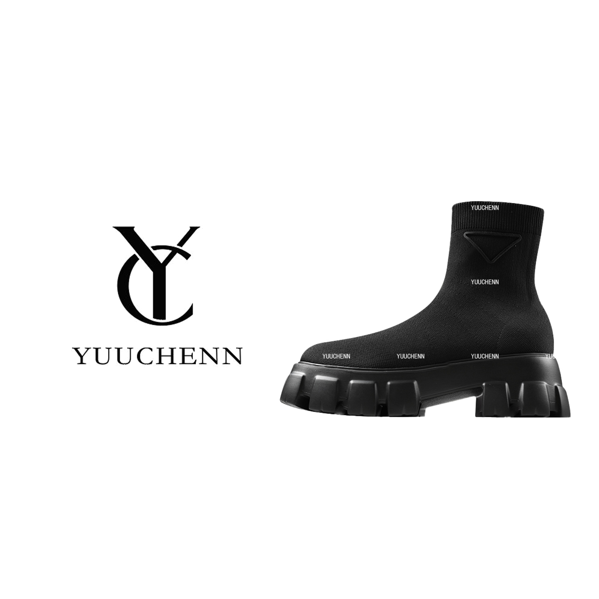 YUUCHENN透气方头街头风修面皮马丁靴筒靴休闲23C29878