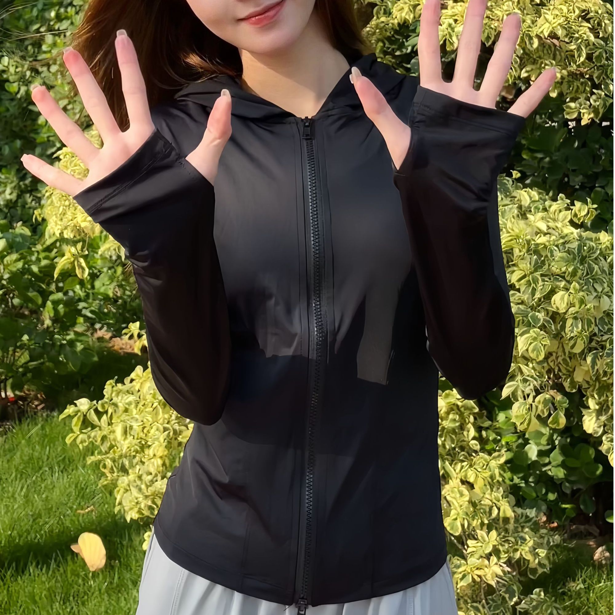 Shusin yoga/舒心瑜伽2025新款修身连帽防晒衣冰蛮腰防紫外套女夏