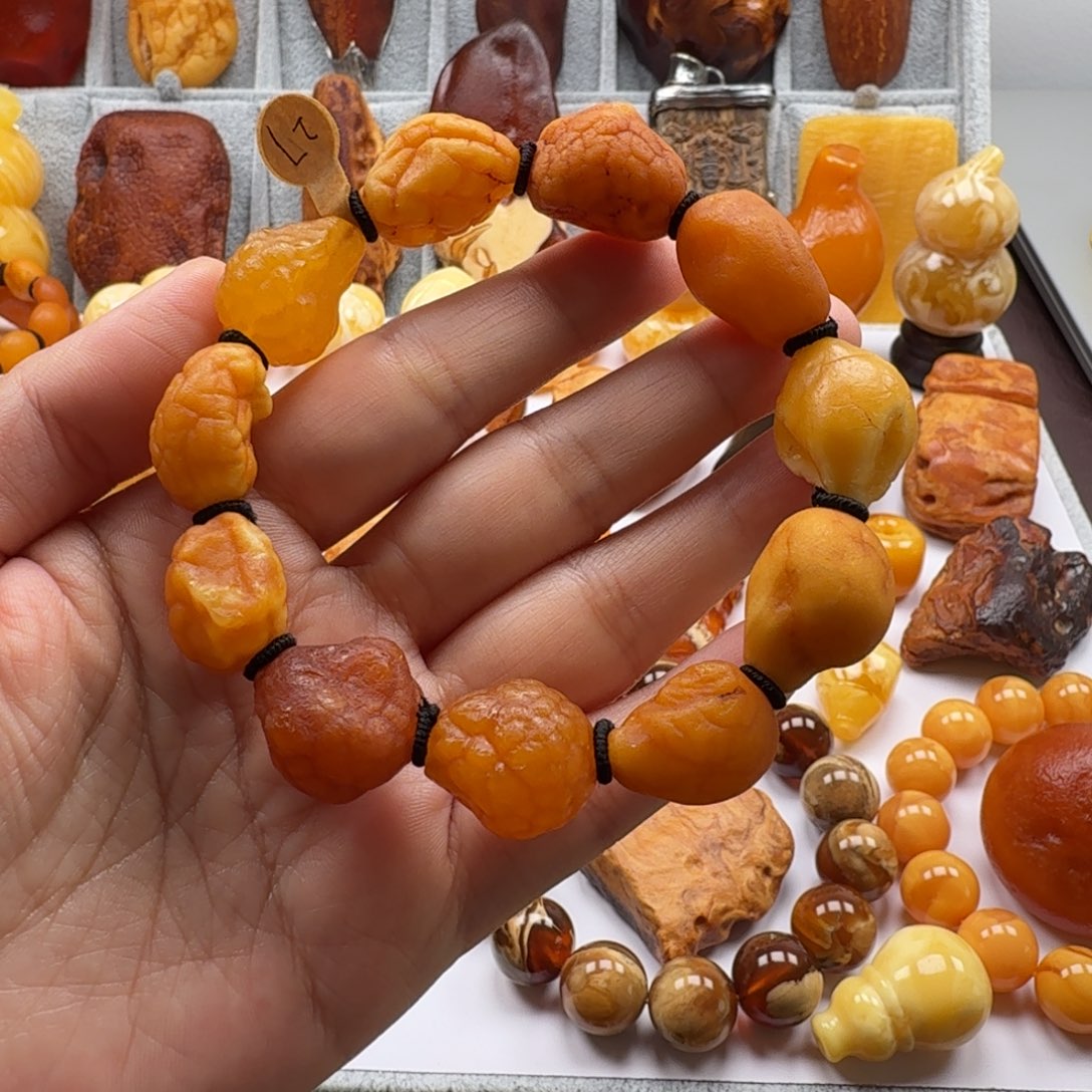 琥珀未镶嵌裸石海漂手串