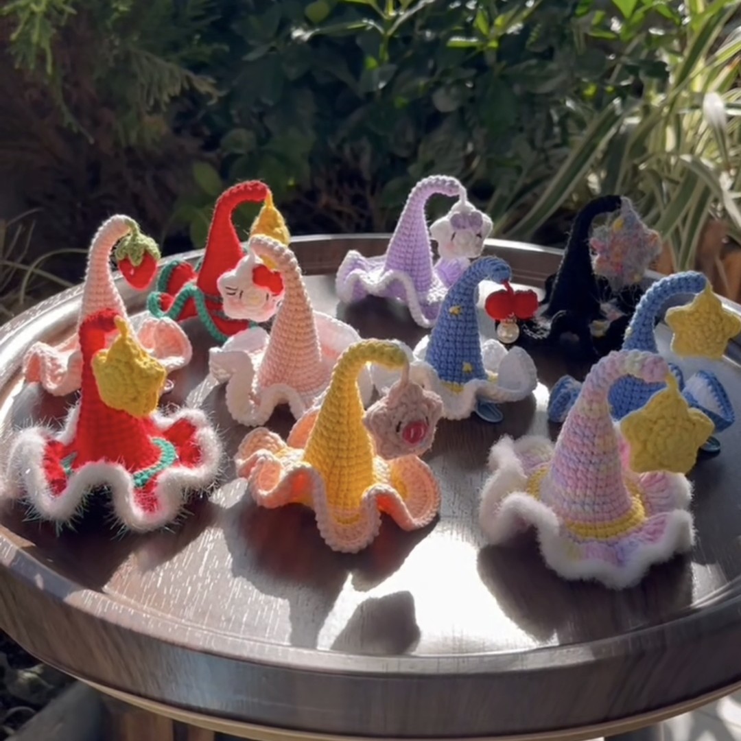 精灵帽女巫帽发夹手工diy毛线钩织