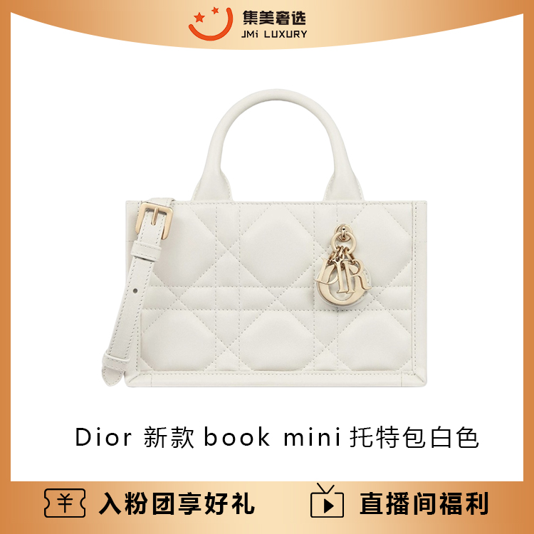 99新 DIOR/迪奥 新款book mini托特包白色百搭包/19500/AM5489