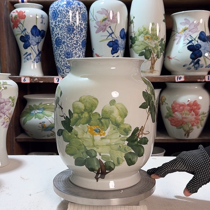 瓶高27冬瓜绿绿牡丹新款陶瓷陶瓷