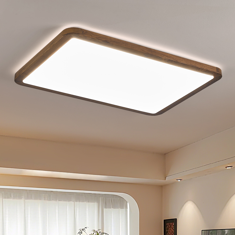 中古风客厅灯卧室灯书房灯黑胡桃木实木新中式简约护眼led吸顶灯