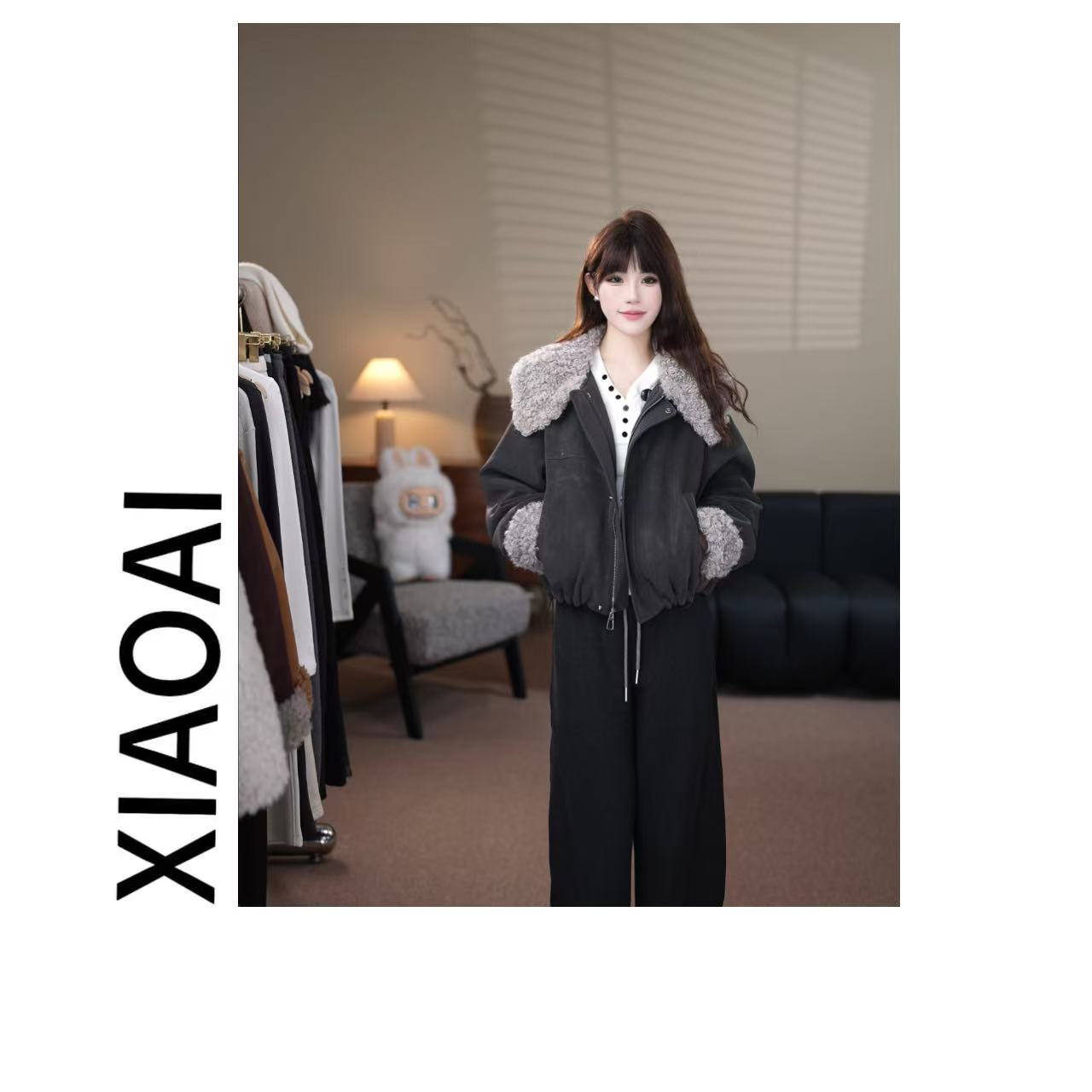 XIAOAI 【90白鸭绒】2025秋冬新款时尚显瘦羽绒羊毛外套BN25785