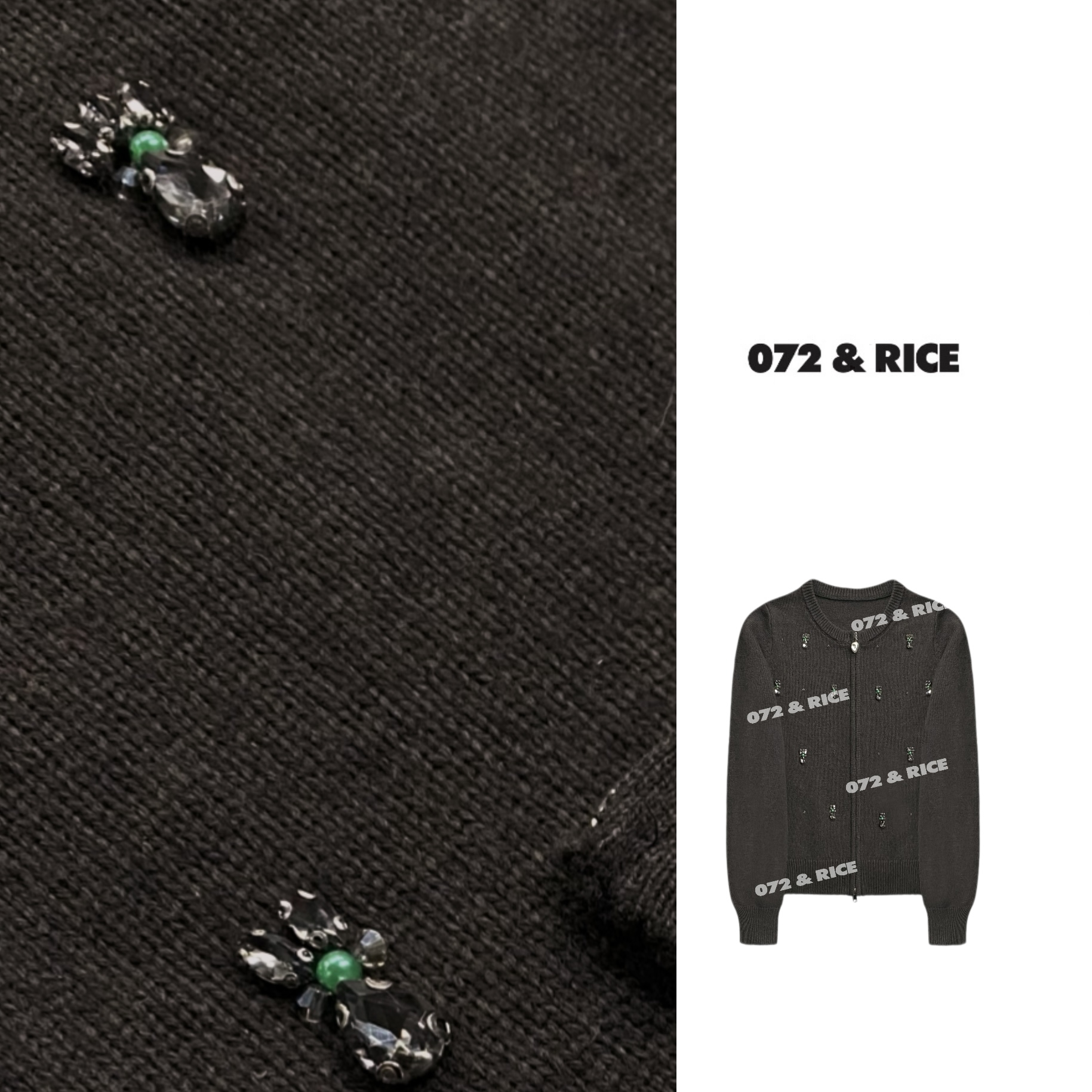 072 & RICE【有余】秋冬休闲圆领拉链长袖针织开衫 31LE097