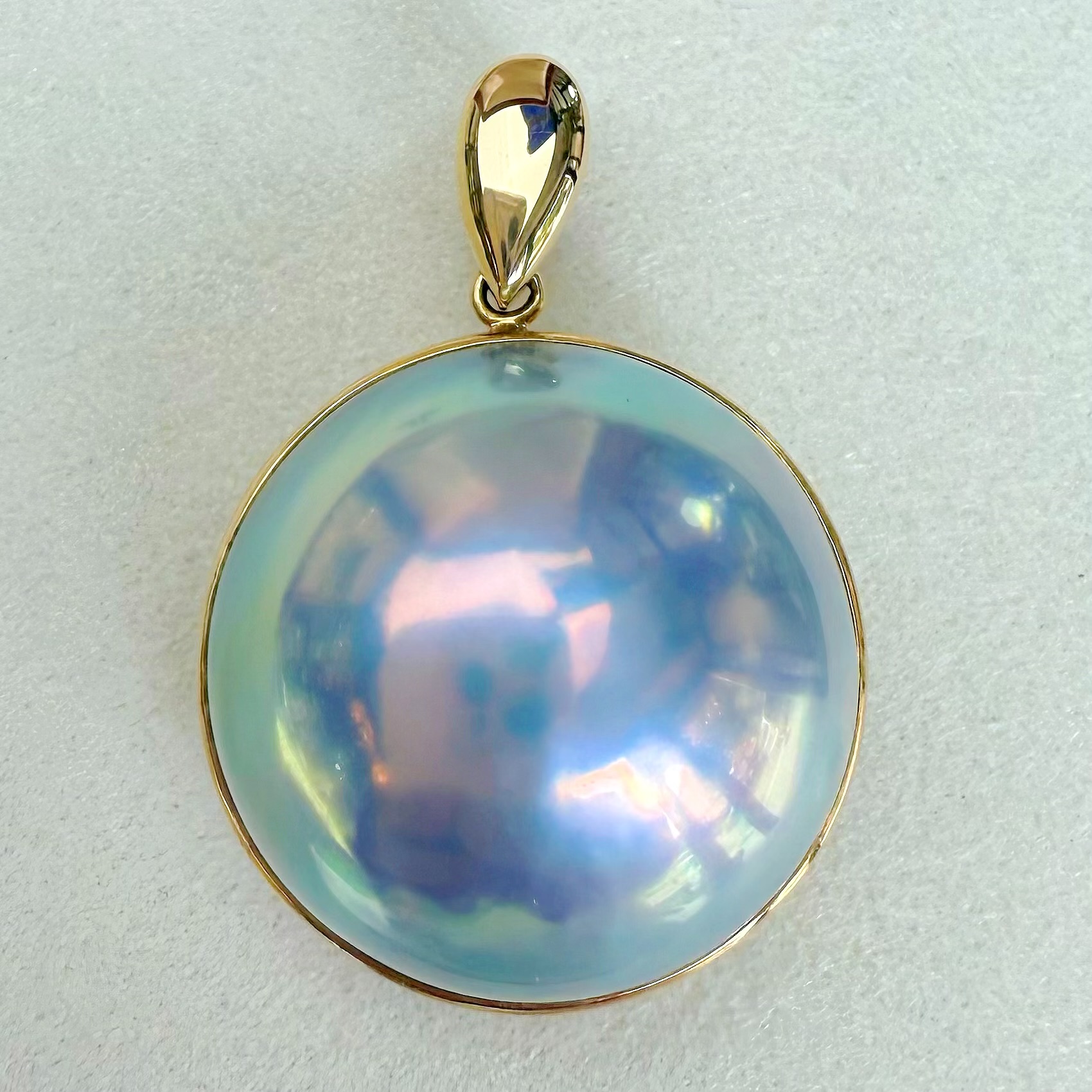 朕的珠 大尺寸厚金成品星空蓝简约款 纯天然炫彩海水马贝吊坠18K