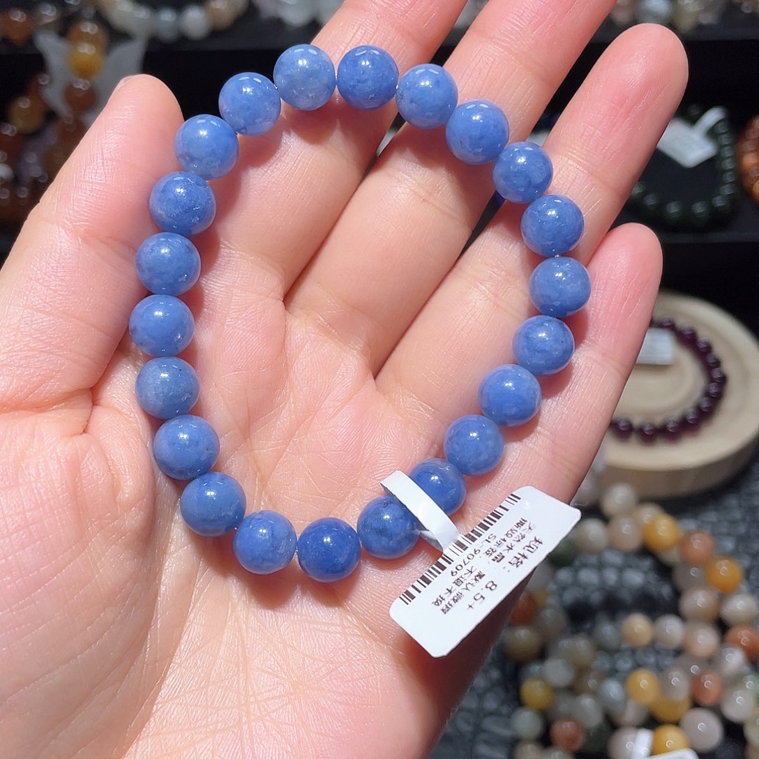 水晶手链未镶嵌兔毛团团手链，晶体通透