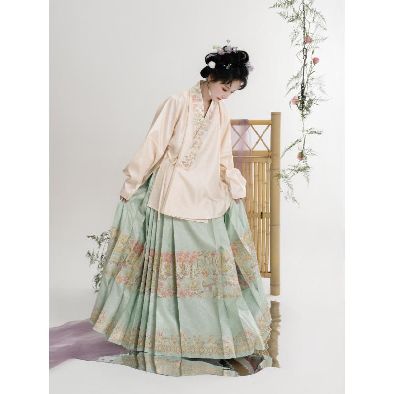 【现货】吉元裳织-《枫与鹿》明制仿妆花织金马面裙汉服对交穿