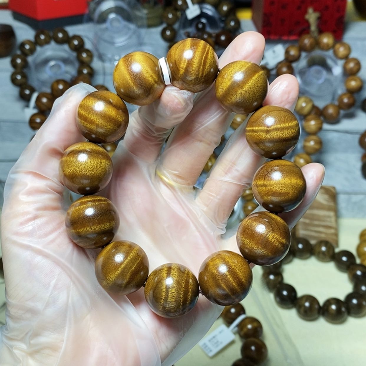 【闪购商品】金丝楠手串/手链双面贯穿水波