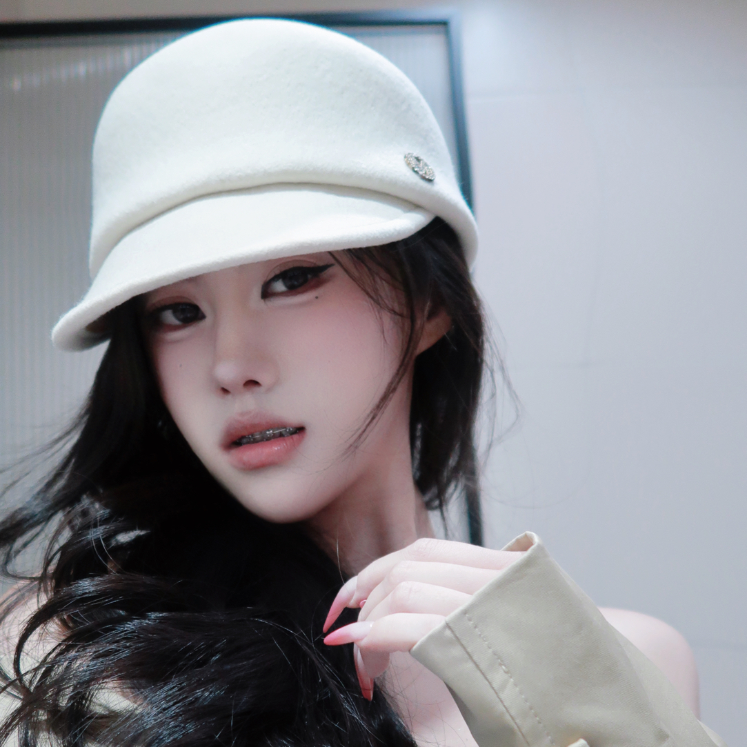 羊毛呢小香风骑士帽网红马术帽鸭舌贝雷帽子女简约优雅
