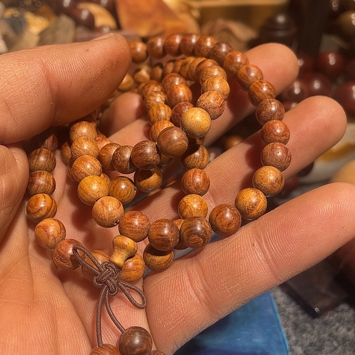 降香黄檀海南黄花梨糠梨老料108手串无胶无蜡原木原色