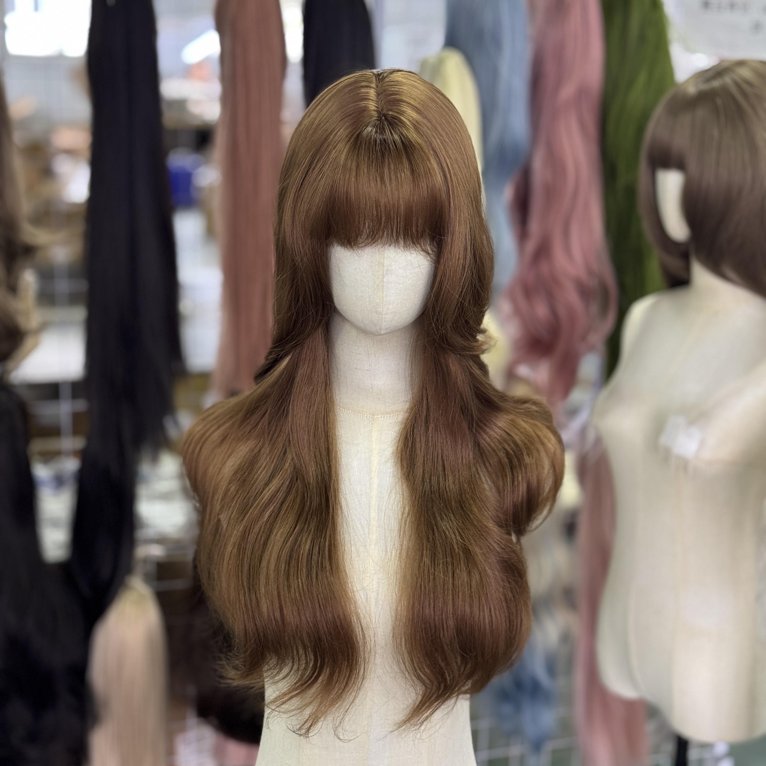 假发全头套焦糖暖棕色大波浪长卷发复古齐刘海氛围感许研同款发色