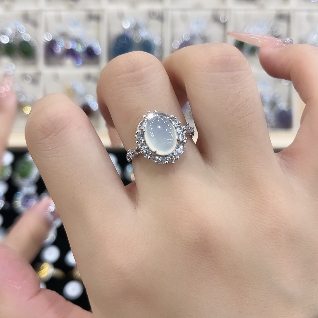 *****岫玉银S925镶嵌戒指