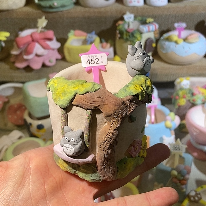 手工手绘盆 满29包邮452