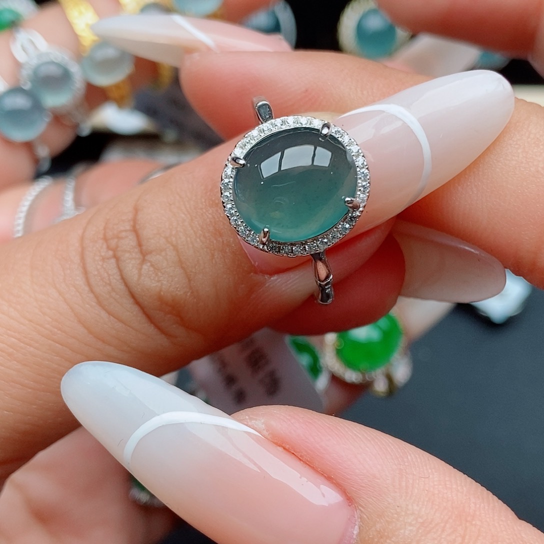 翡翠戒指银S925镶嵌55577