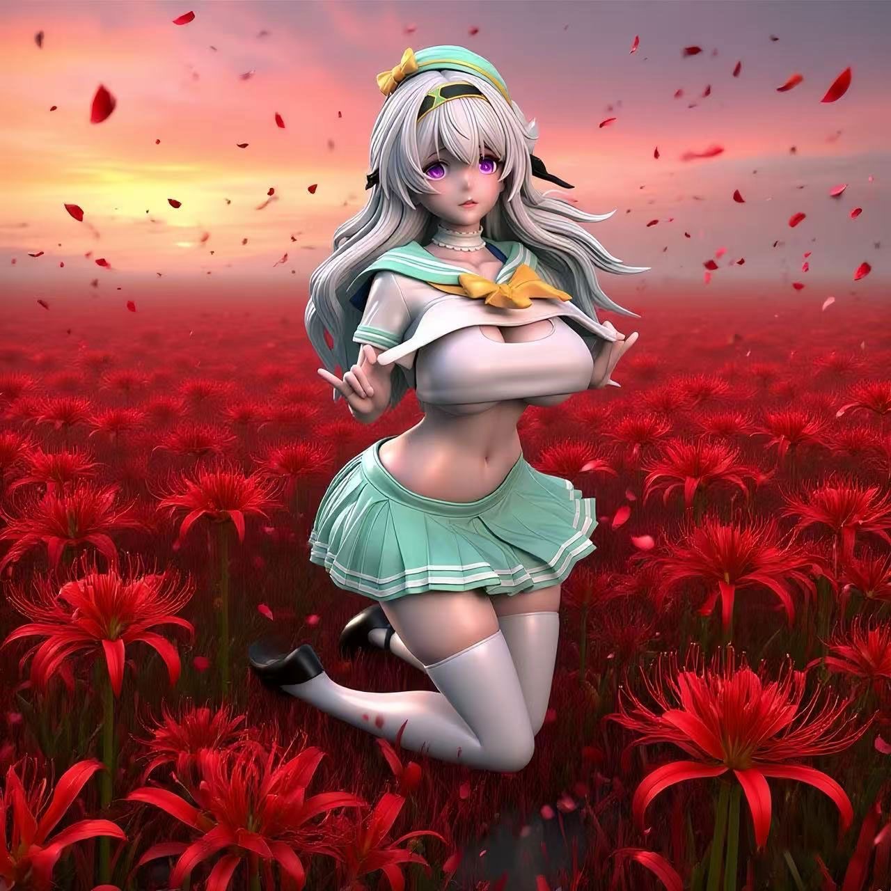 学院风跪姿校服流萤手办摆件礼物