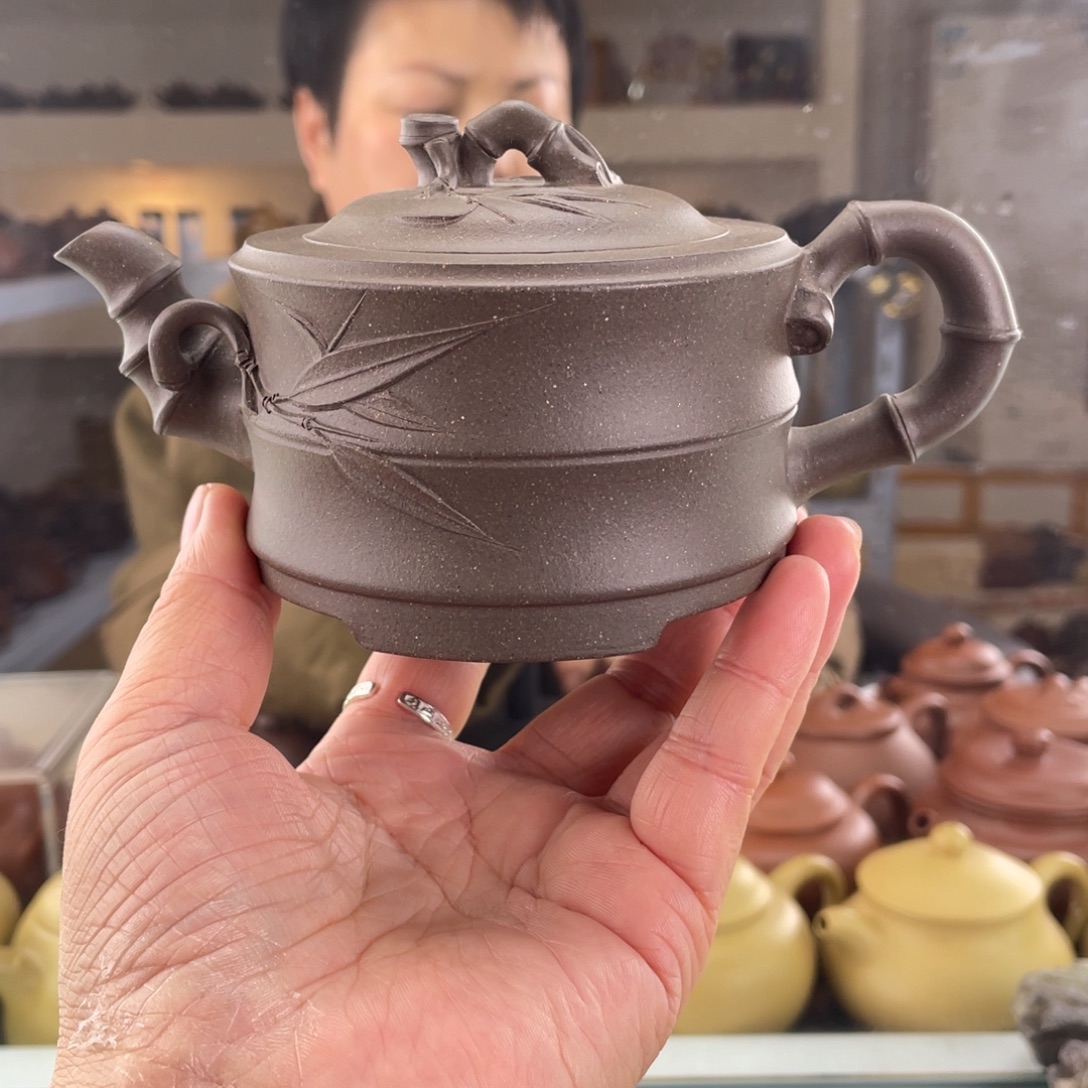 无***6茶壶紫砂大水潭梨皮青段竹段200cc