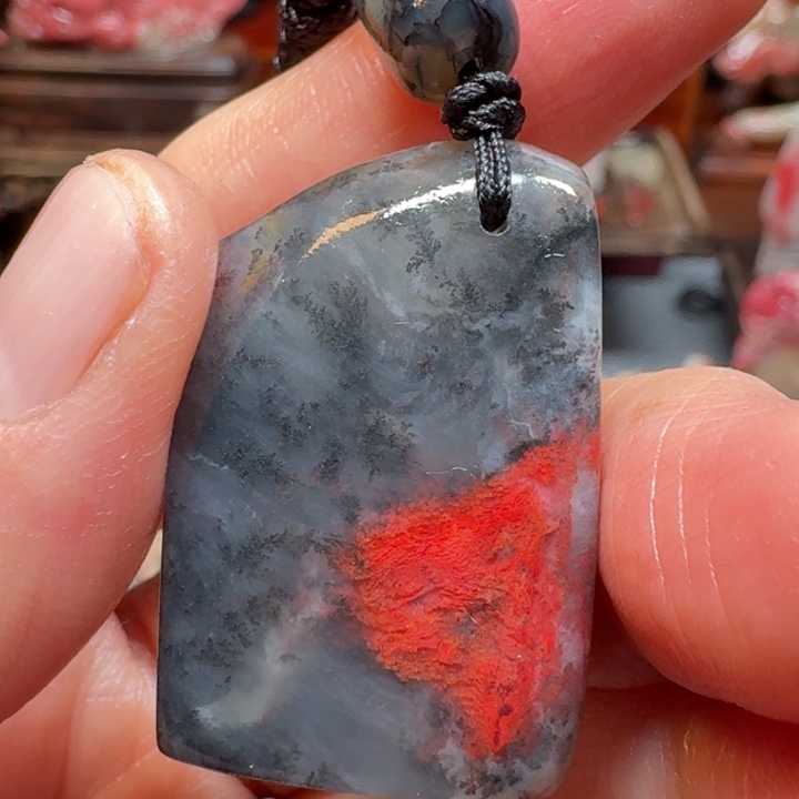 巴林石巴林鸡血石吊坠