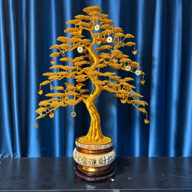 大号发财树高75厘米过年喜庆装饰摆台开业乔迁中式手工创意玄关