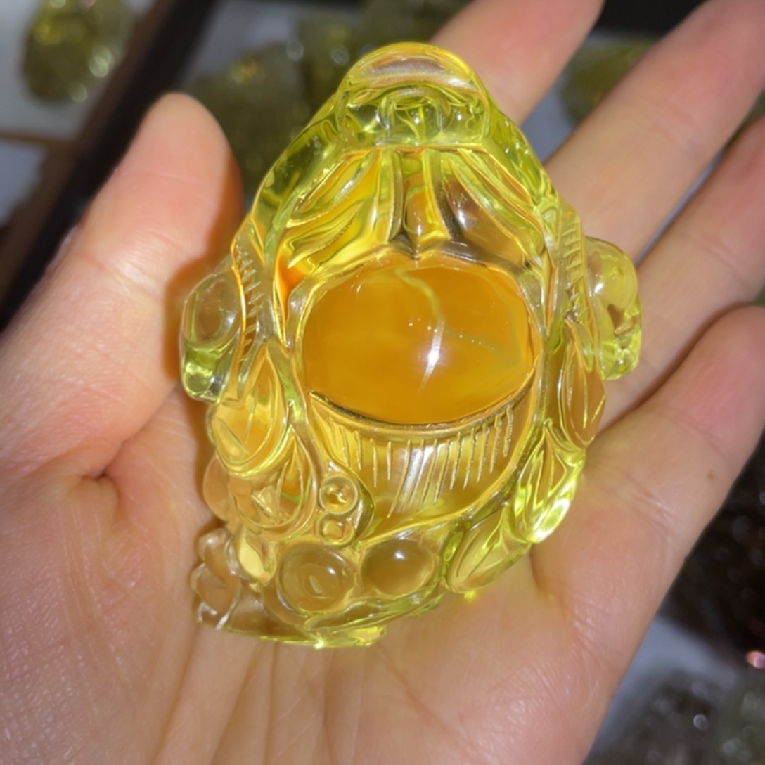 黄晶摆件未镶嵌金蟾