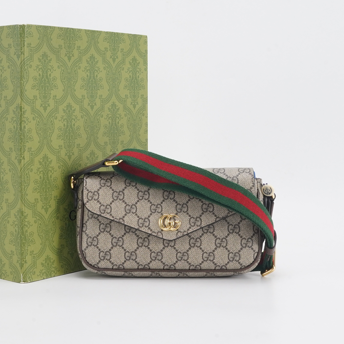 99新 GUCCI/古驰 【静文】ophidia PVC拼牛皮 斜挎包/BGH005030006